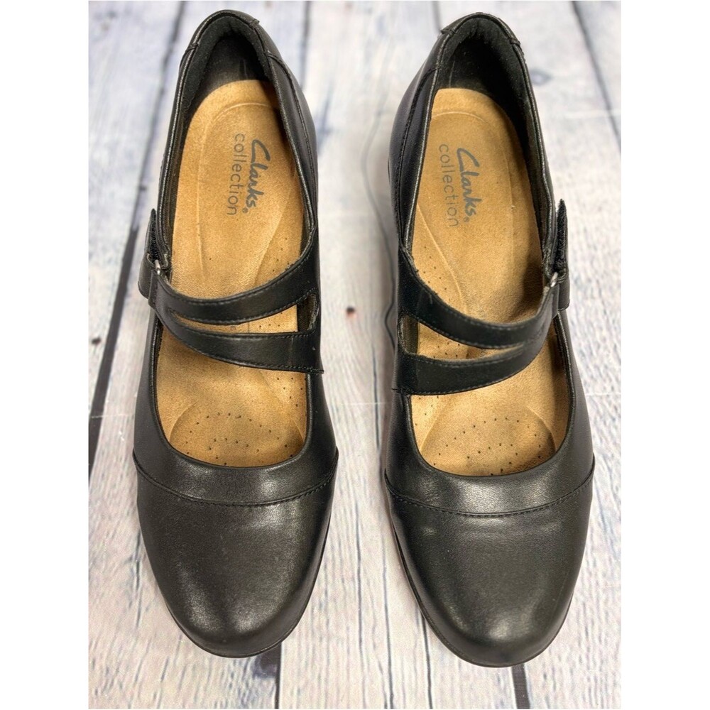 Clarks Emily Clover Black Leather Timeless Classic Elegant Mary Jane Shoes 8.5